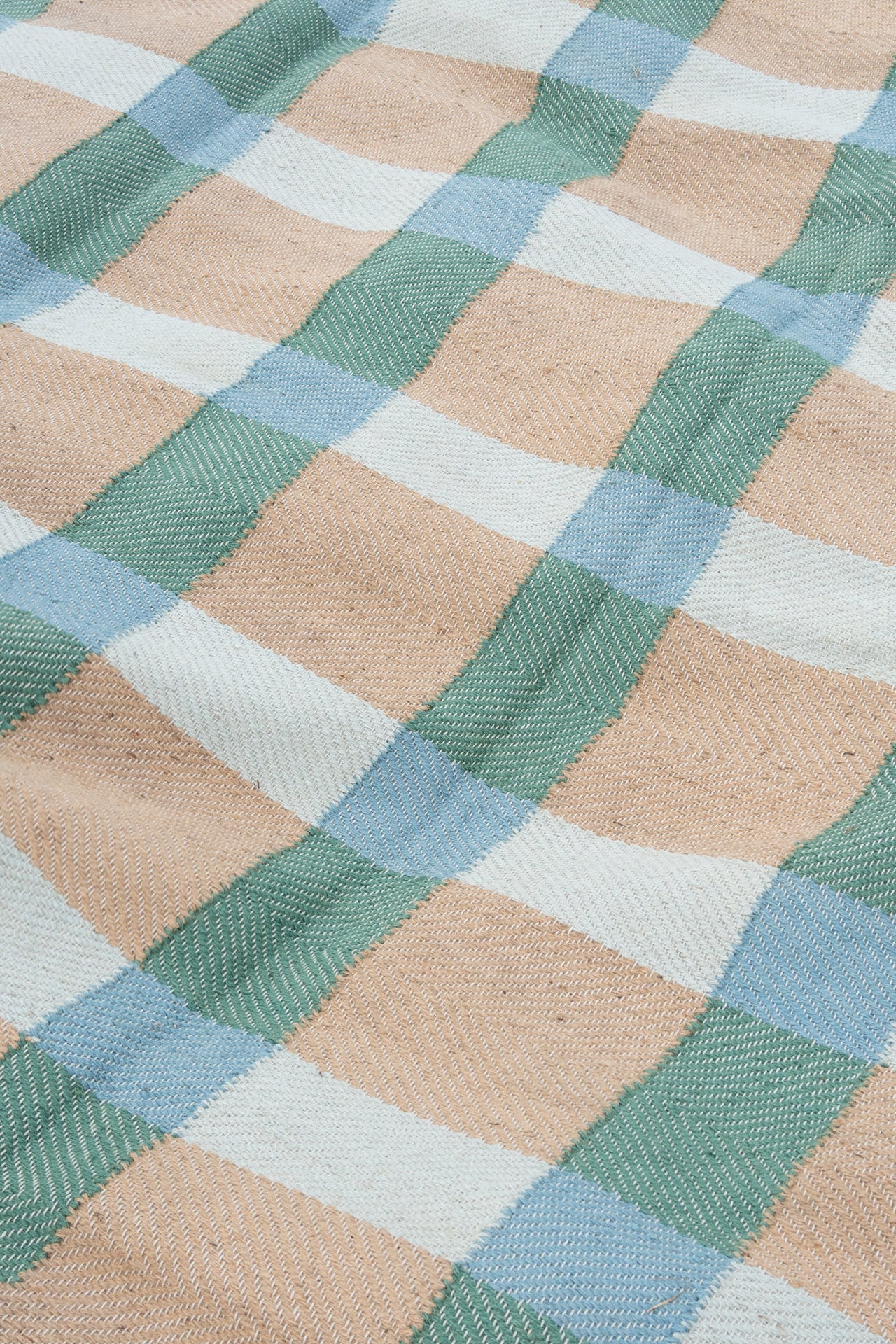 Jute Rug w. green and blue stripes