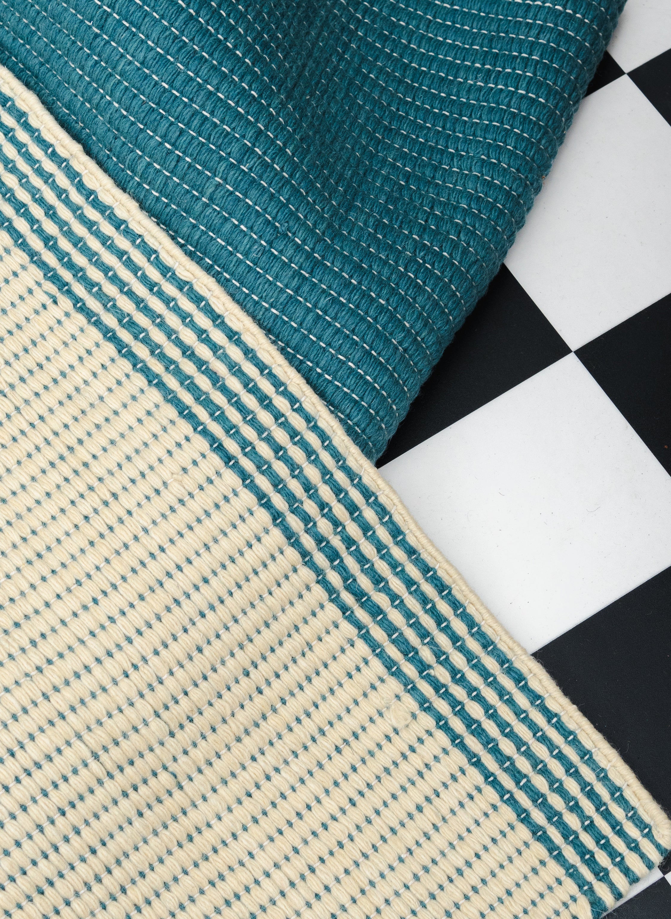 Wool Reversible Rug - Cyans