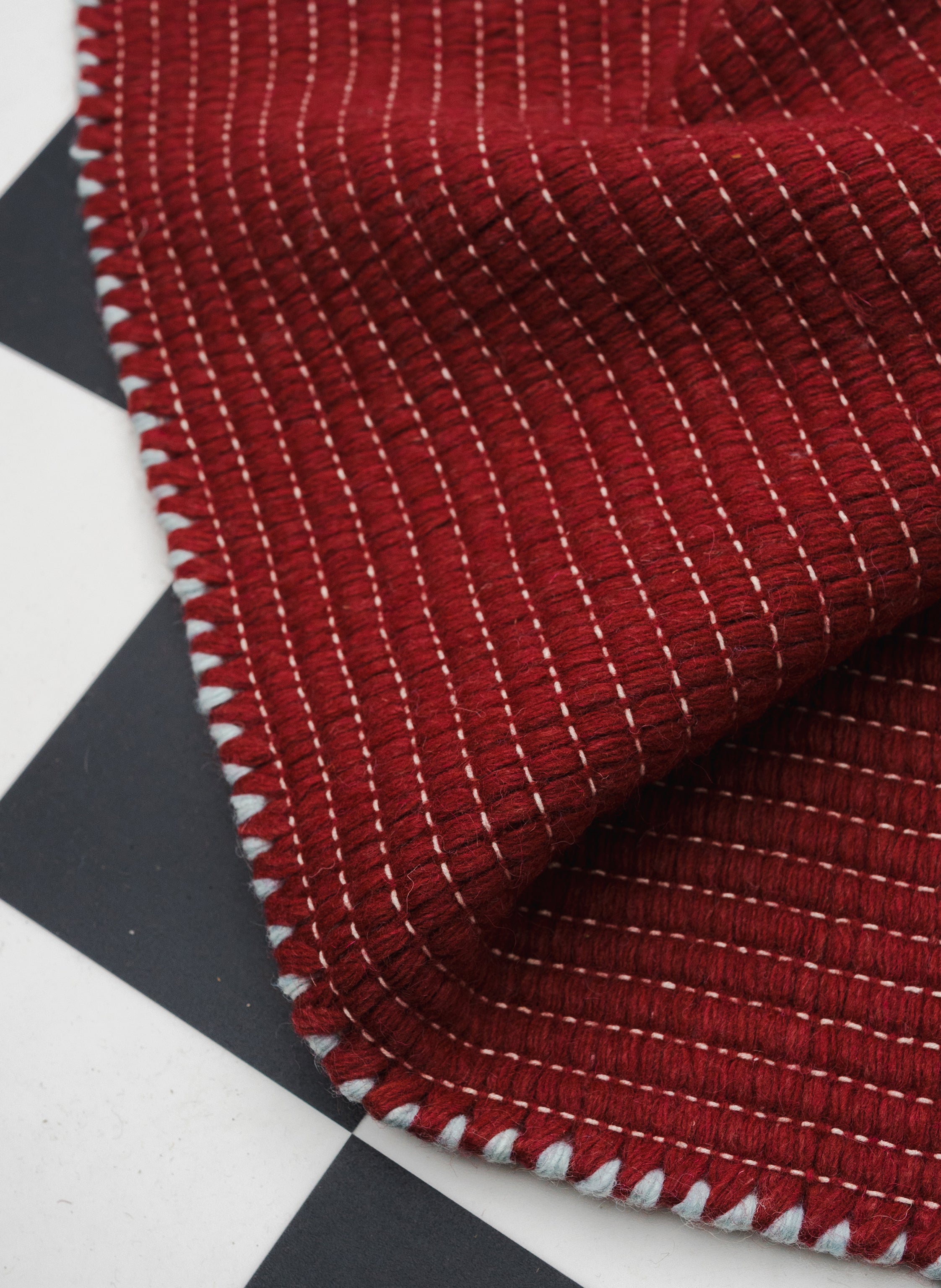 Wool Reversible Rug - Burgundy/Blue
